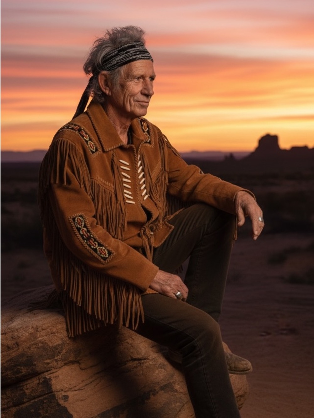 Western Suede Fringe Leather and Bead Jacket